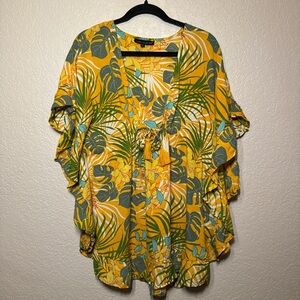 Vibrant Yellow and Green Tropical Women's Tunic